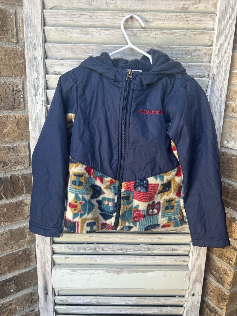 Columbia Toddler Boy Jacket Hooded Blue Sz 4T  Animals.